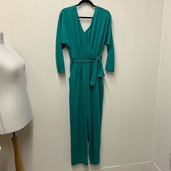 Vintage 80s Dary Sue Women’s 14 Blue One Piece Jumpsuit Playsuit Long Sleeve - Picture 1 of 13